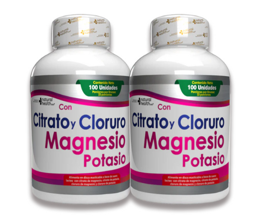 MAGNESIO + POTASIO 4 EN 1 - Energia, corazón y Huesos Fuertes. PACK 2UNIDADES