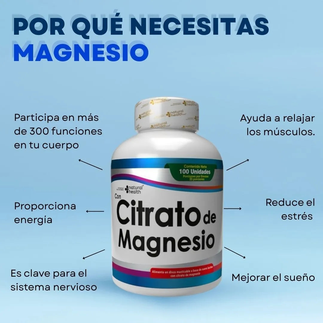 Pack de Bienestar: 2 Frascos de Citrato de Magnesio (100 unidades c/u)